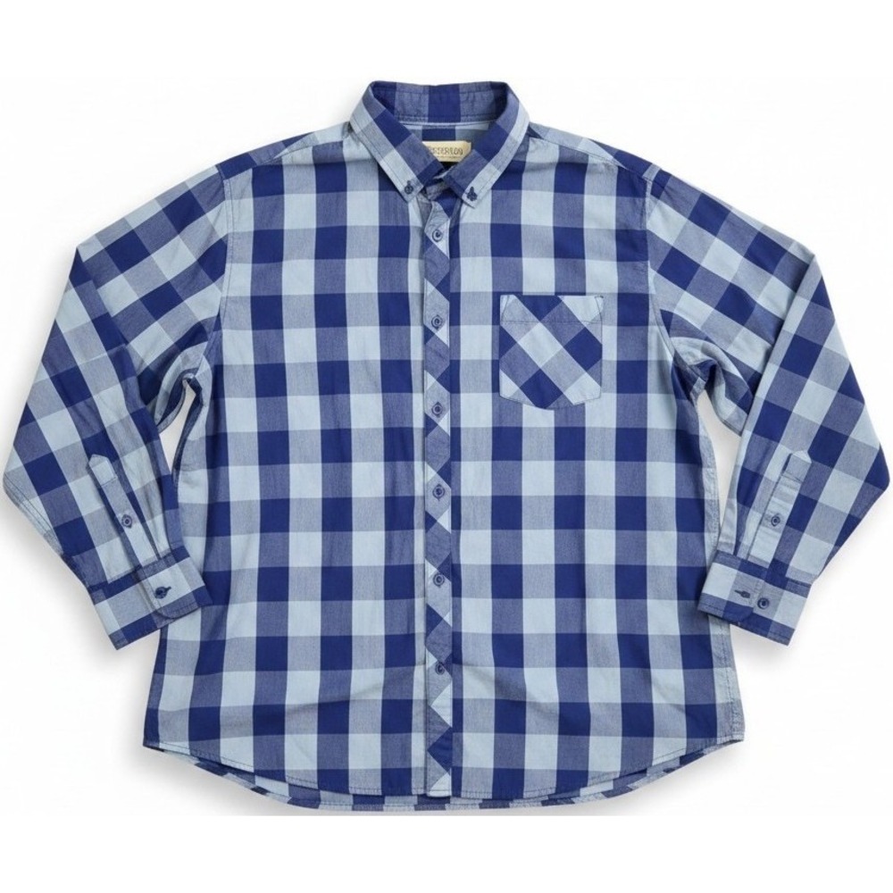 Dapper Boi Mens XL Button Down Shirt Blue Plaid Long Sleeve Casual